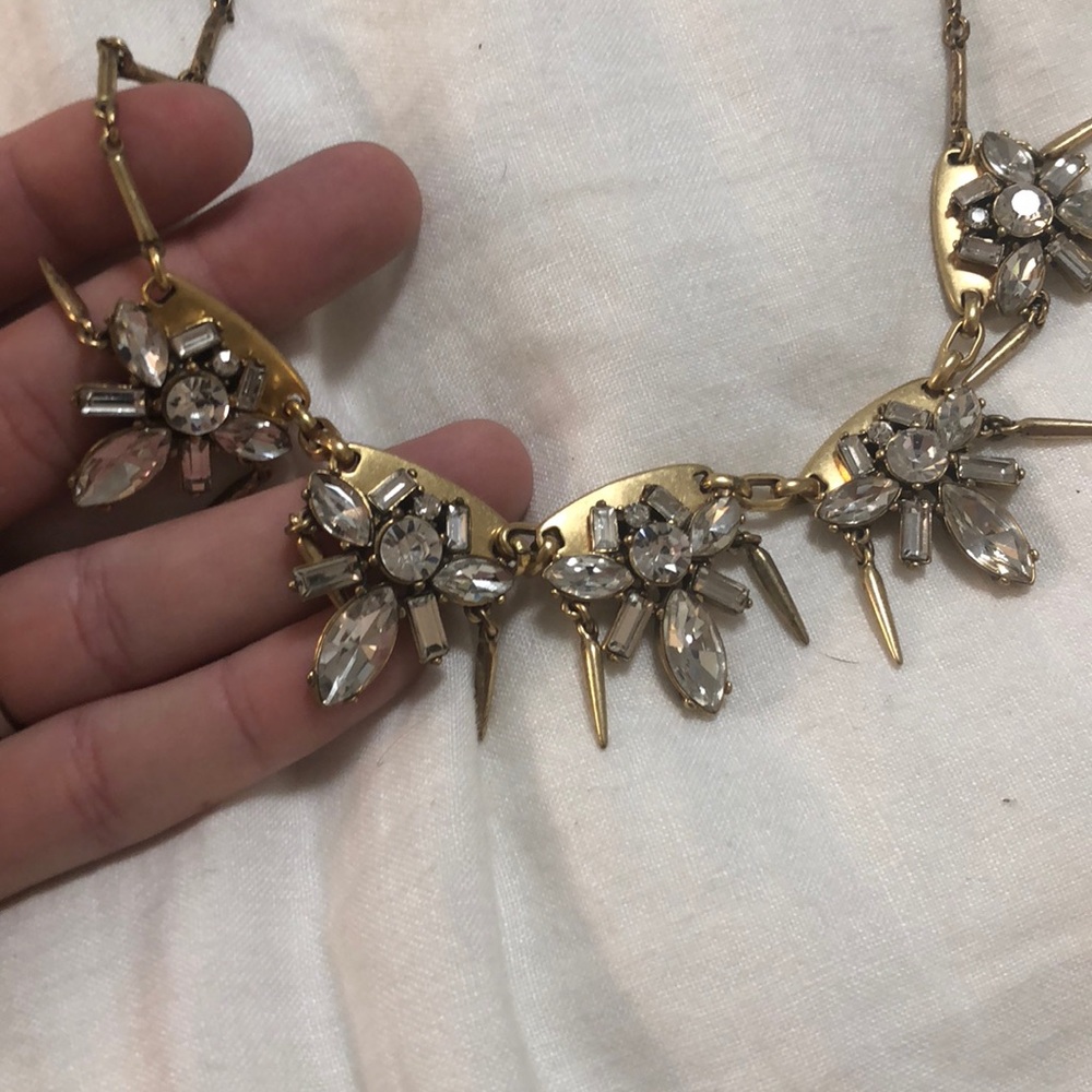J Crew Gold and Diamond Statement Necklace
